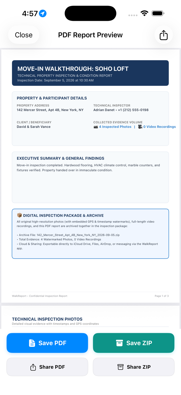 WalkReport Executive A4 PDF Report Preview